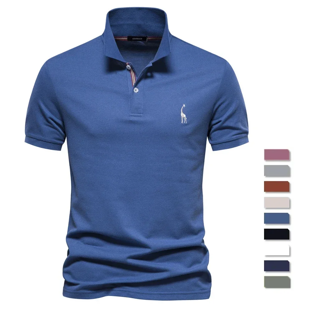 Polo Shirt Pique - Summer High-quality Cross-border Cotton Deer Embroidery