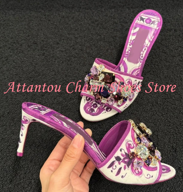 Purple Color Crystal Lady Sand – Casual Sandal Leather Bewertung und Preis