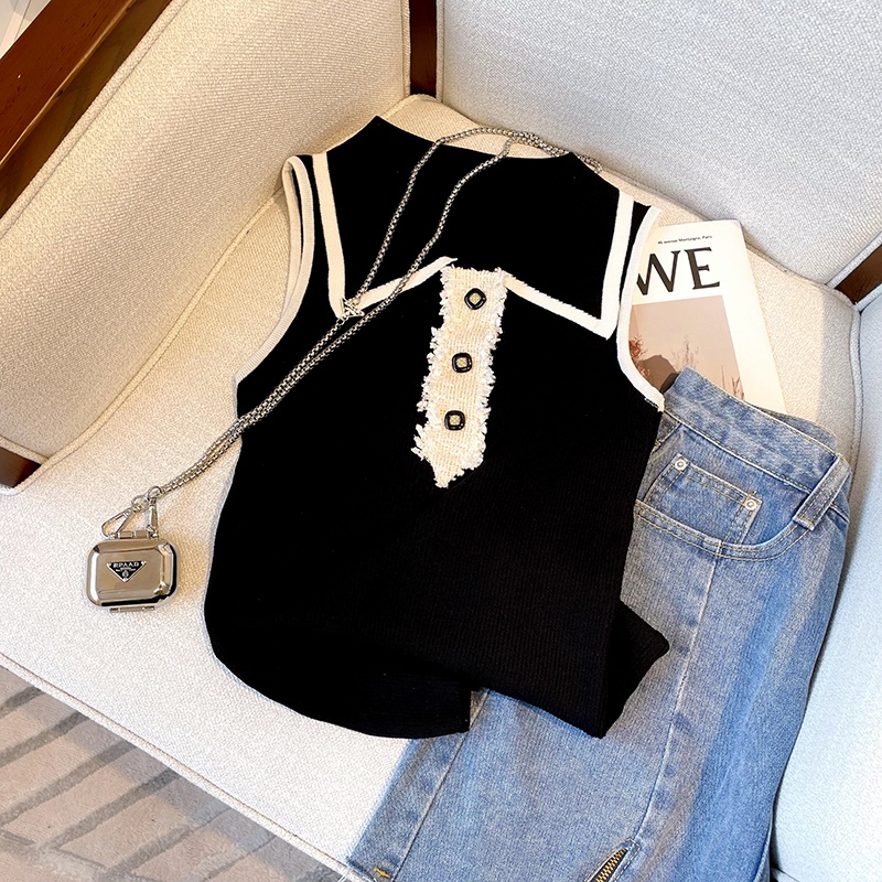 Slim Fit Knitted Vest Women's  – Shirt Camp Collar Bewertung und Preis