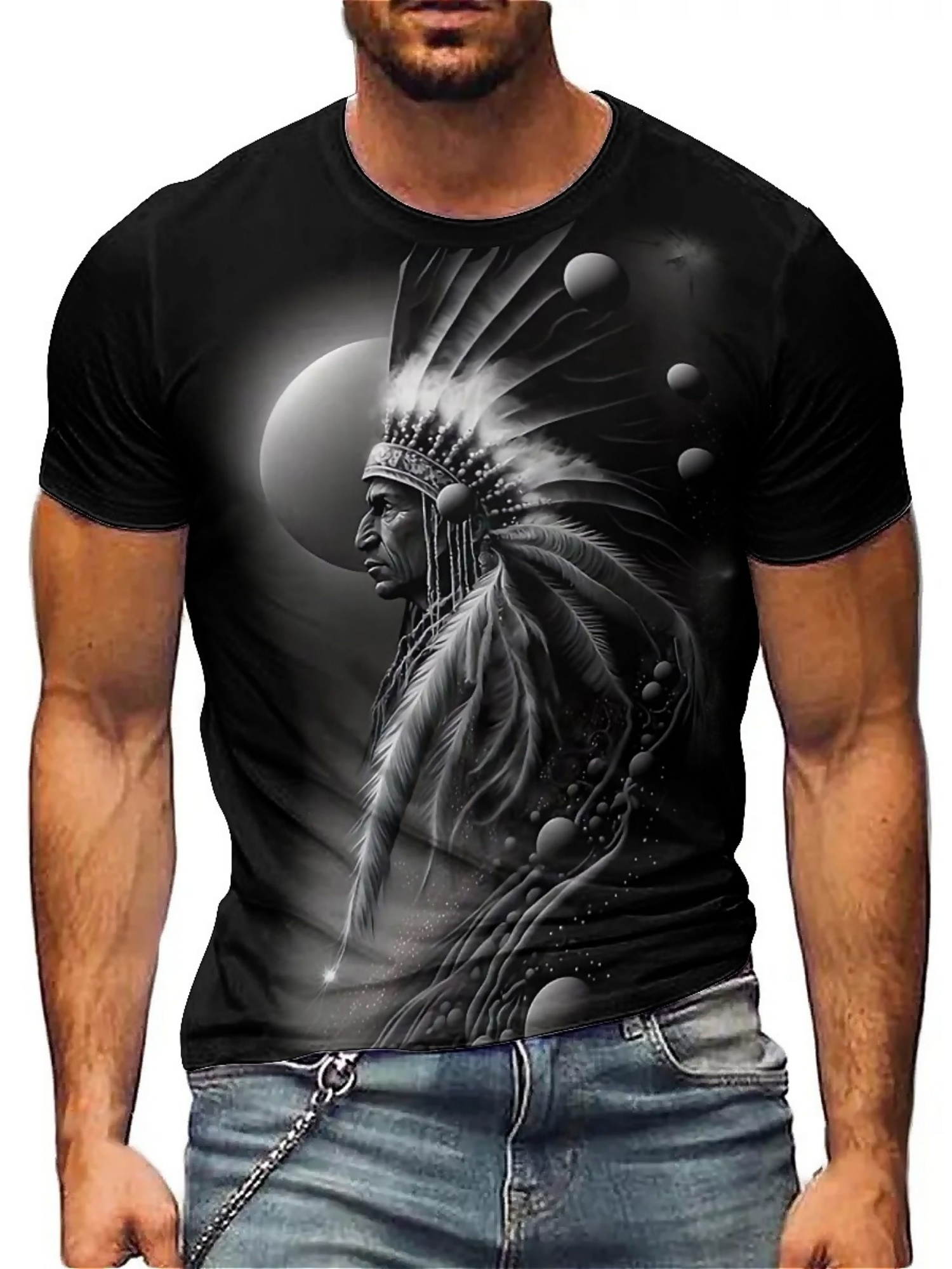 Men's 3D Printed Tribal Chieft – Tee Graphic Print Bewertung und Preis