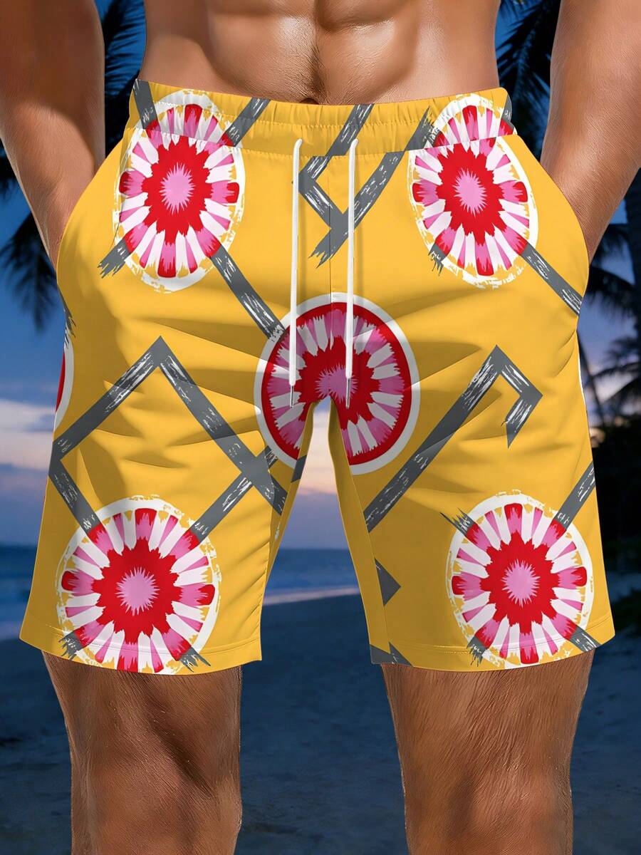 Mens Geometric Floral Print Be – Swim Trunk Quick Dry Bewertung und Preis