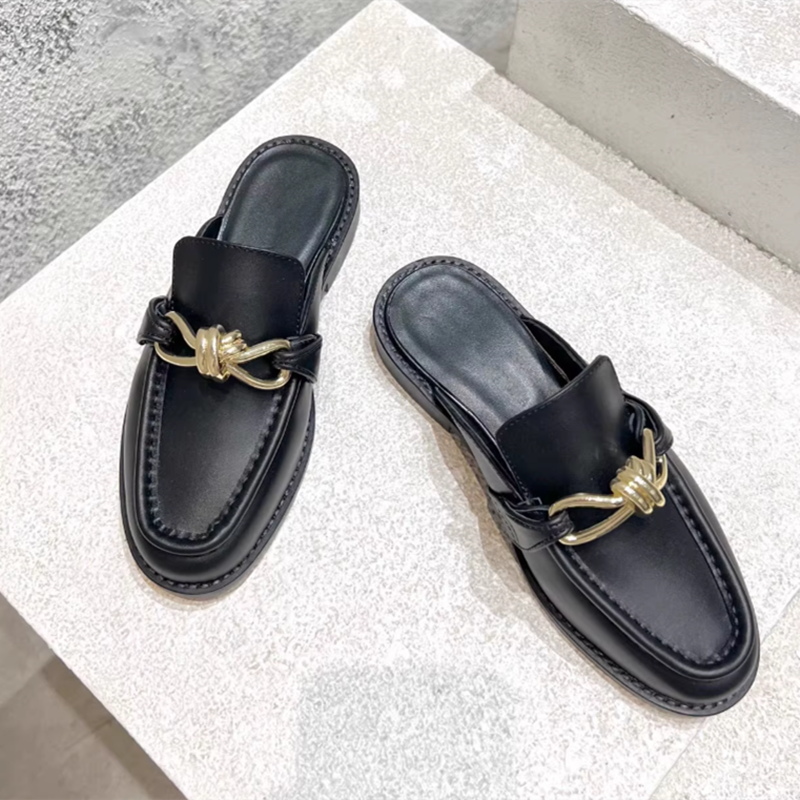 Metal Buckle Half Slippers For – Flip Flop Leather Men Bewertung und Preis