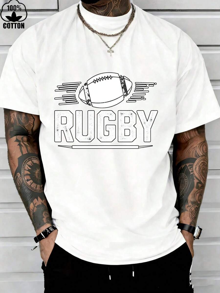 Mens Casual Rugby Print T-Shir – Tee Graphic Print Bewertung und Preis