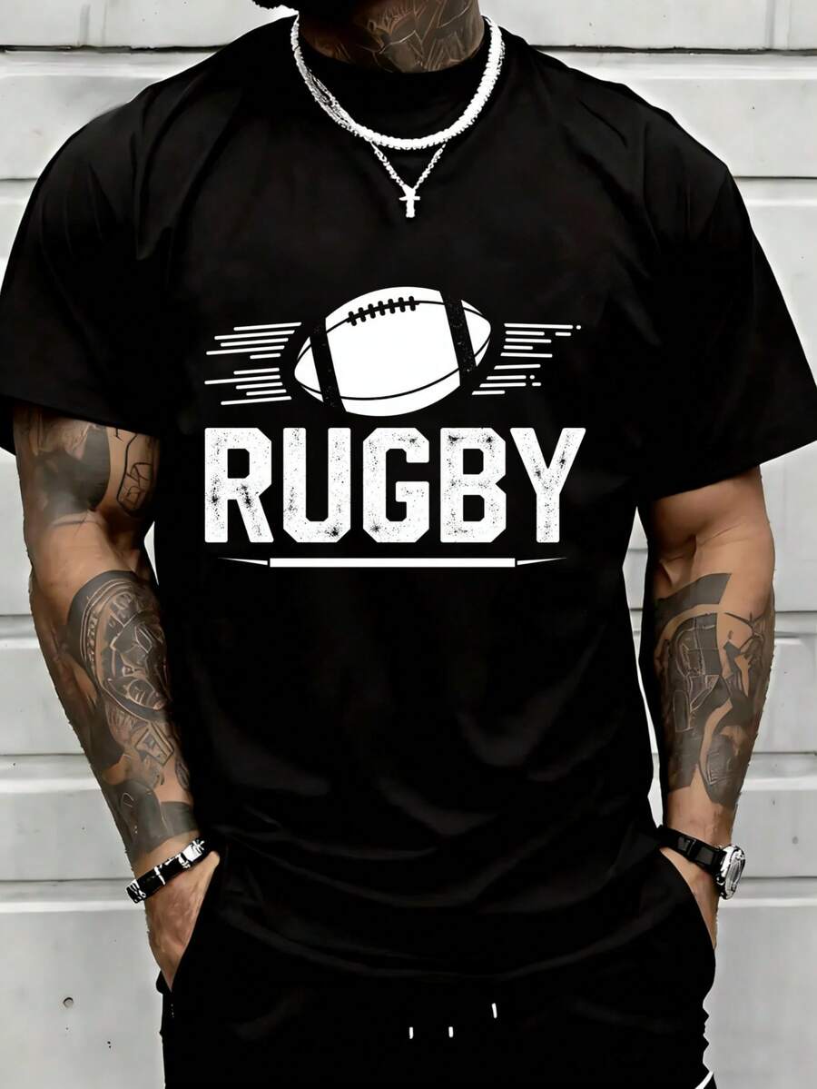 Mens Casual Rugby Print T-Shir – Tee Graphic Print Bewertung und Preis