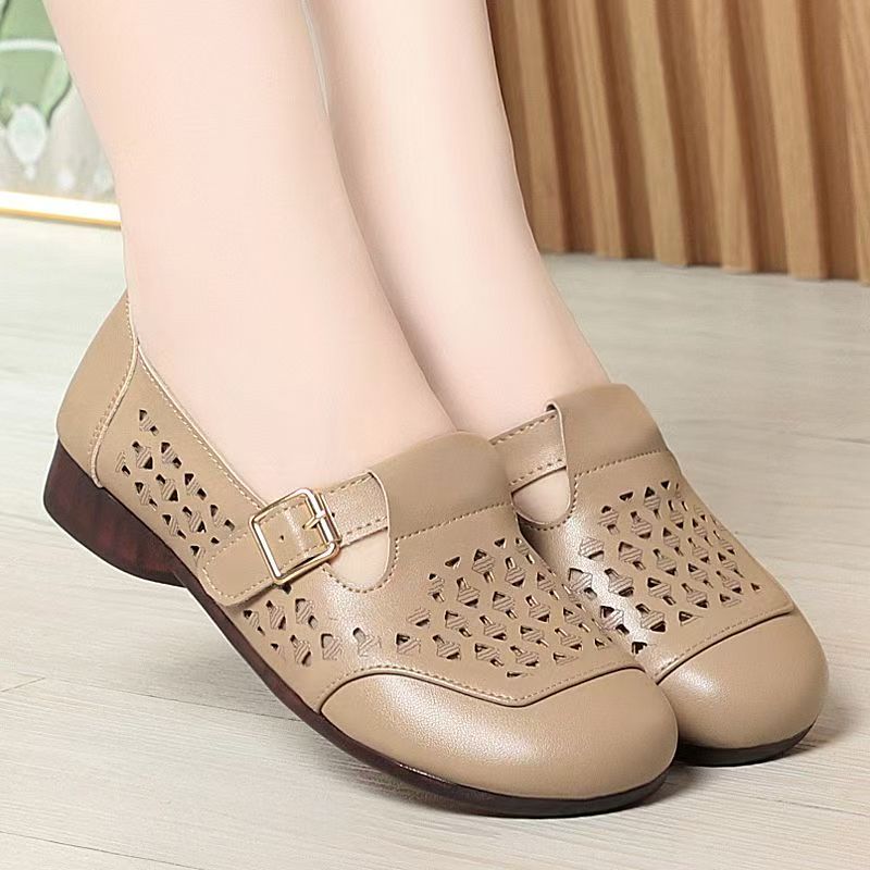Women's Leather Hollow Out Low – Casual Sandal Leather Bewertung und Preis