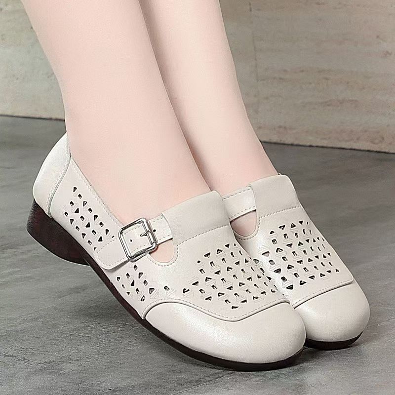 Women's Leather Hollow Out Low – Casual Sandal Leather Bewertung und Preis