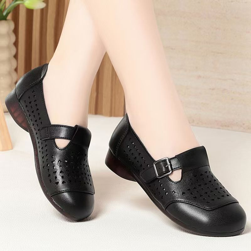 Women's Leather Hollow Out Low – Casual Sandal Leather Bewertung und Preis