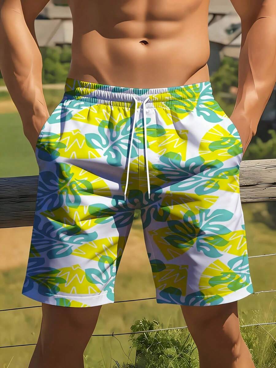 Mens Tropical Leaf Print Swim  – Swim Trunk Quick Dry Bewertung und Preis