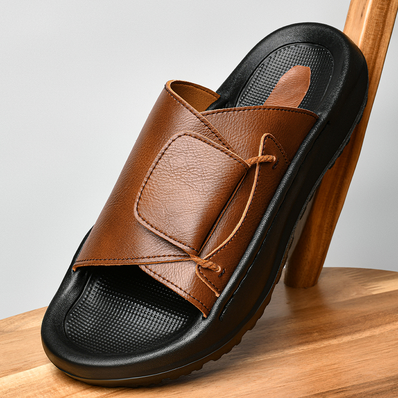 Leather Men's Slippers Slides  – Flip Flop Leather Men Bewertung und Preis