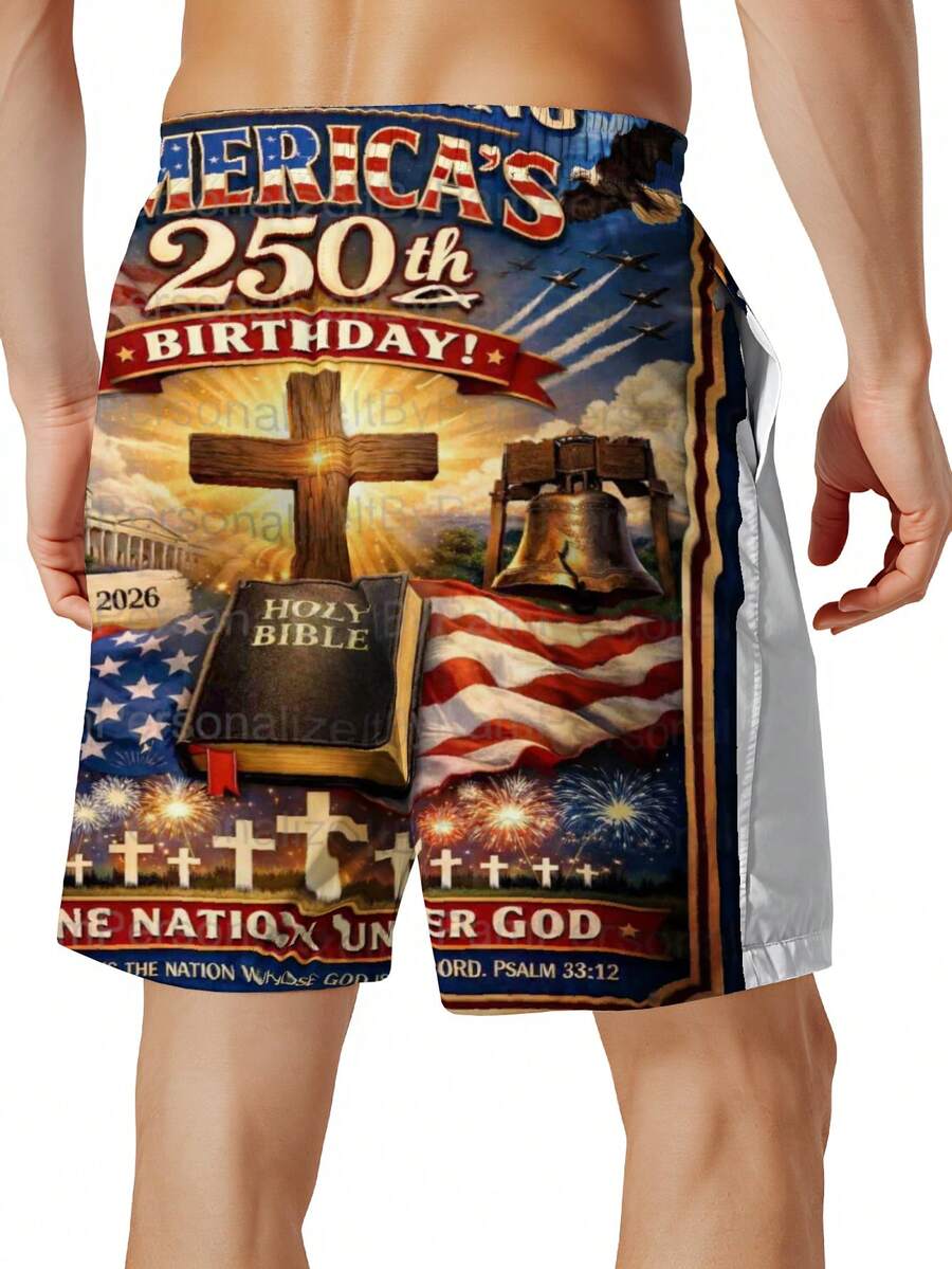 Mens Patriotic Swim Trunks 250 – Swim Trunk Quick Dry Bewertung und Preis