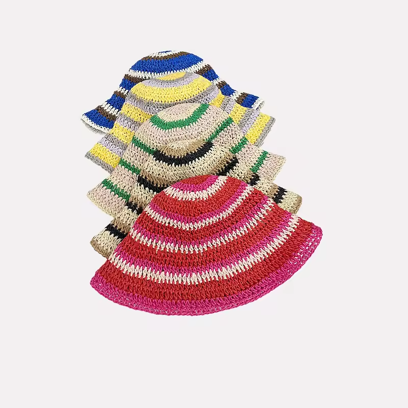 New Striped Knitted Straw Croc – Bucket Hat Straw Bewertung und Preis