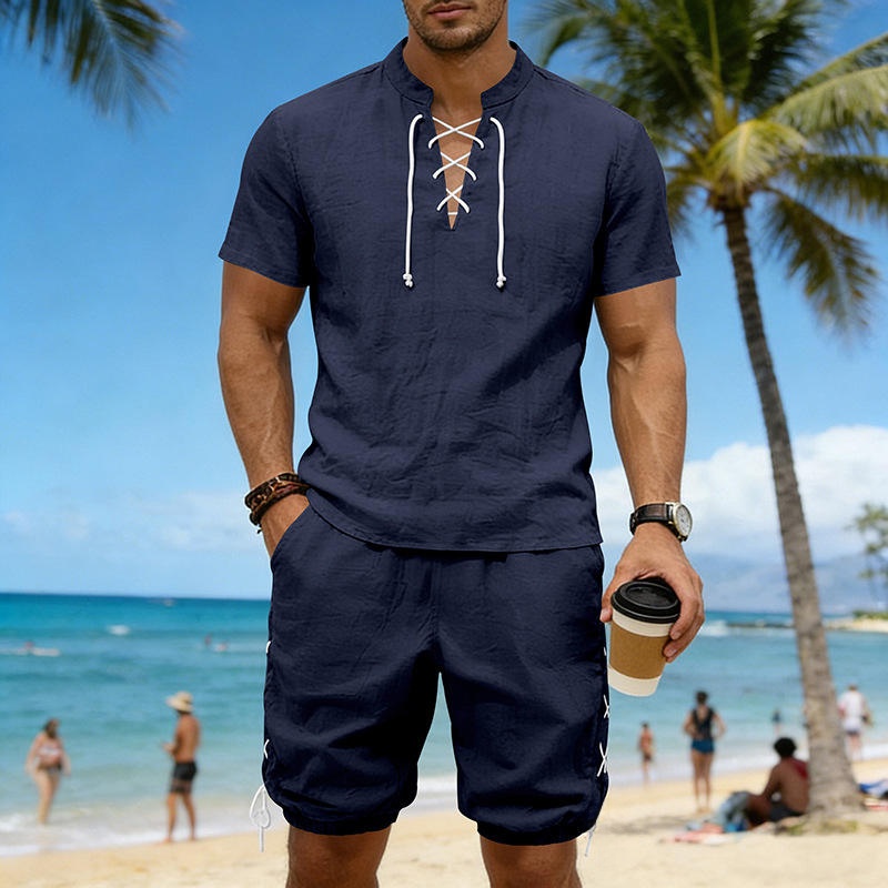 Summer Linen Loose Casual Men' – Short Linen Drawstring Bewertung und Preis