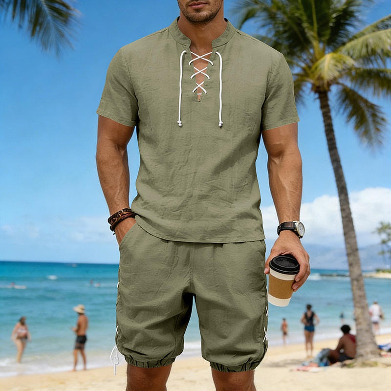 Summer Linen Loose Casual Men' – Short Linen Drawstring Bewertung und Preis
