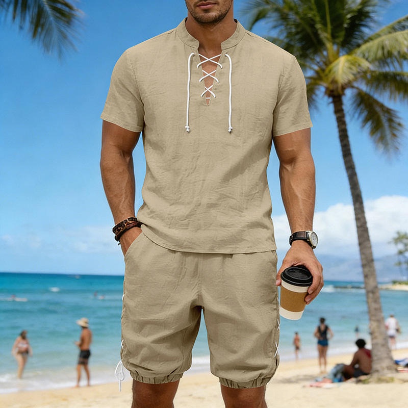 Summer Linen Loose Casual Men' – Short Linen Drawstring Bewertung und Preis