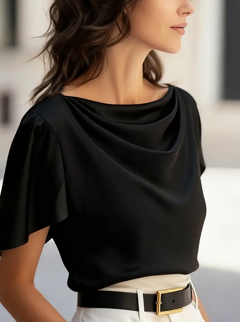 Elegant Draped Collar Butterfl – Shirt Camp Collar Bewertung und Preis
