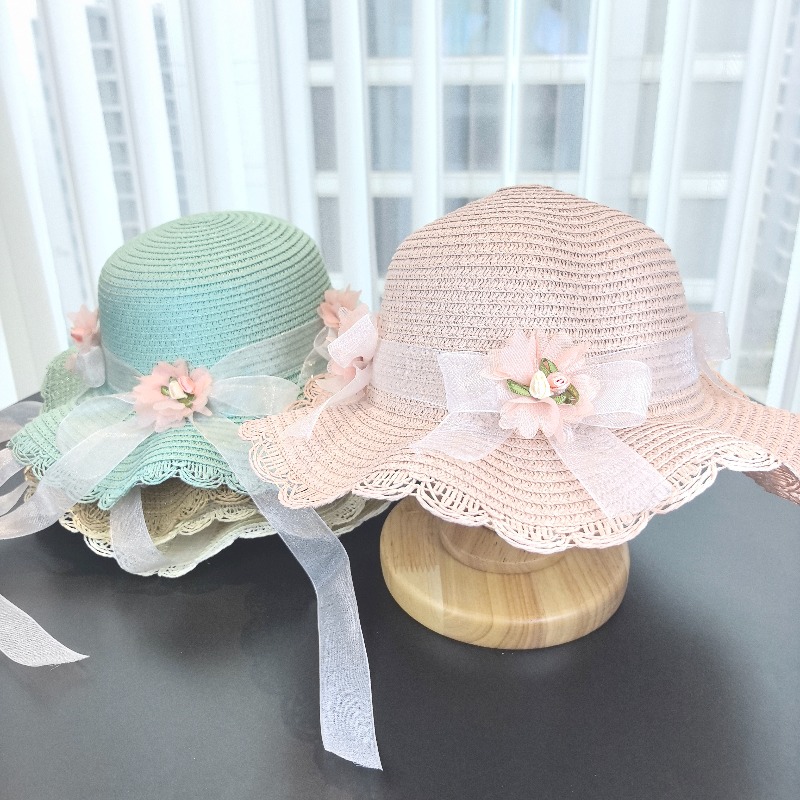 Girls 2pcs Straw Hat Solid Col – Bucket Hat Straw Bewertung und Preis